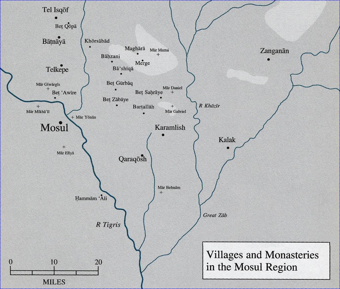 Karemlis (center) is in the Nineveh Plains north and east of Mosul, the last stronghold of Assyrians in Iraq.