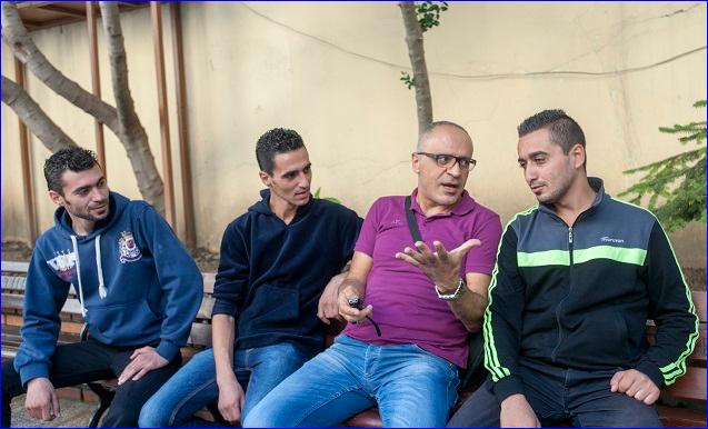 The three musician brothers with Hurriyet correspondent Ali Daglar
