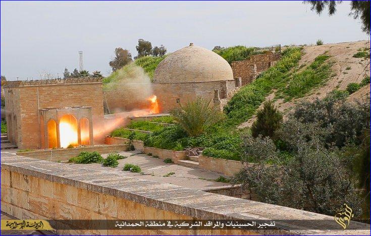 Pictures attributed to the Islamic State (ISIS) show the 4th century Assyrian St. Behnam monastery being blown up.