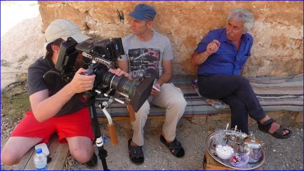 Director Aziz Said (R) filming on location in recording in Summer 2014 in the Assyrian city of Tur Abdin, Turkey (photo hujada.com)