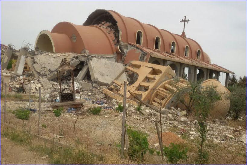 St. Mary's Assyrian Church in the northeastern Syrian village of Tal Nasri, destroyed by ISIS.