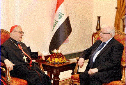 Chaldean Patriarch Sako meets with Iraqi President Fouad Masoum.