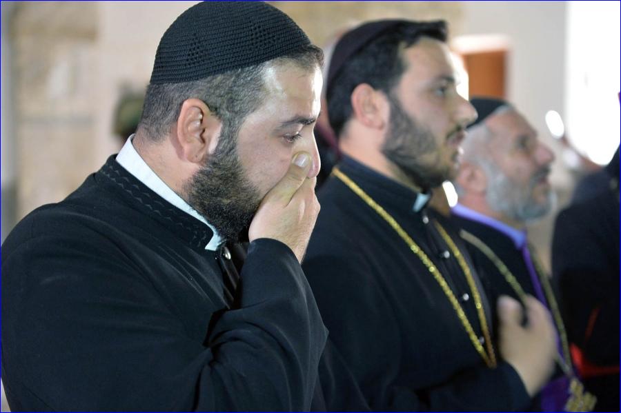 Rev. Safyan Yakub, a priest in the Syrian Orthodox Church, was shocked by the damage he witnessed at St. Shmoni Church in Bashiqa, Iraq, on Wednesday, Nov. 9, 2016. The nave and sanctuary were in disarray and covered in dirt and broken glass in the church where Yakub last said mass in 2014, shortly before fleeing when Islamic State fighters overran the town. ( Chad Garland/Stars and Stripes)