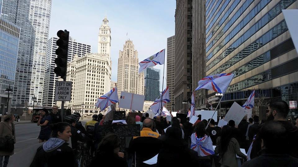 Assyrians in Chicago rally in support of Assyrians in Syria and Iraq.