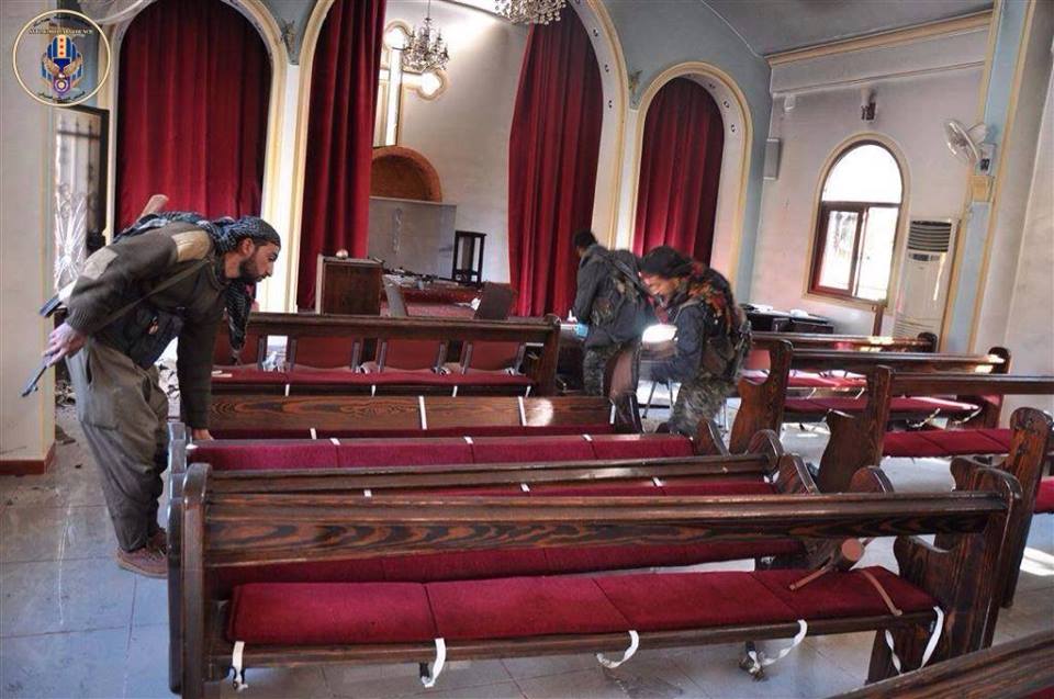 St. Sargis Assyrian church in Tel Tamar, Syria, which was ransacked by ISIS and is now under Assyrian control (photo: facebook)